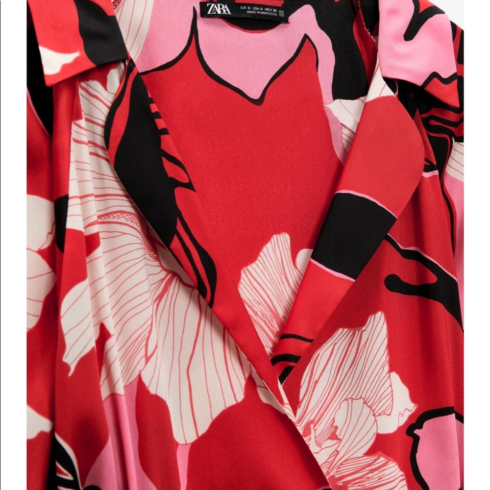 ZARA FLORAL TIE PRINT DRESS - Picture 5 of 6
